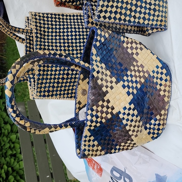 Palm leaf woven tote bags with lining. - Picture 2 of 6